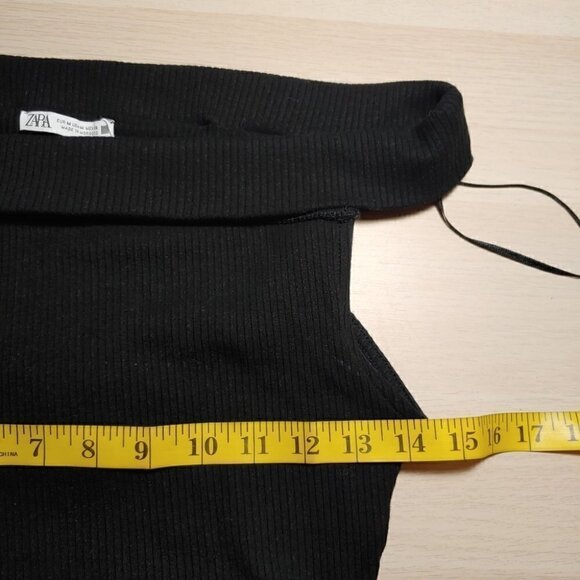 NWT ZARA Black off-shoulder ribbed crop top - Picture 5 of 9